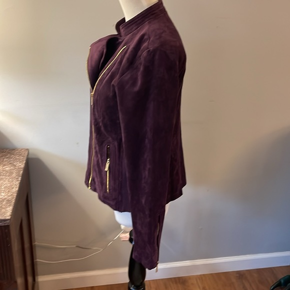 Calvin Klein NWT Faux Suede jacket size small Merlot /plum - Picture 3 of 13